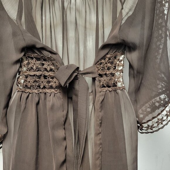 Brown See Through Lace Tunic Top - Picture 8 of 11